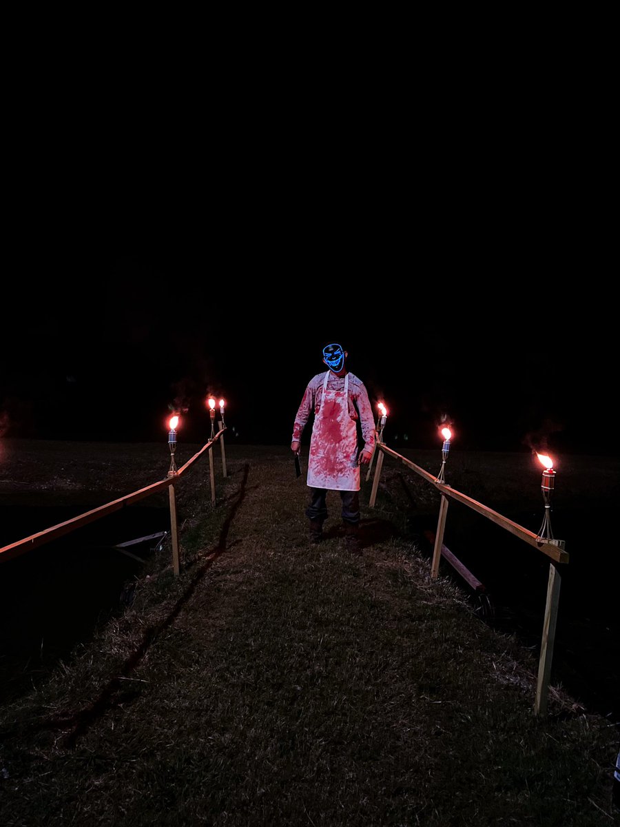 JaciWeidemann's tweet photo. Y’all check out me and my crews scary costumes from last night! Family put on a little scary trail for some kiddos, giving me a reason to bust out my iPhone camera and take some cool photos 🎃📸 #Scarers https://t.co/Y47AlVhQHO