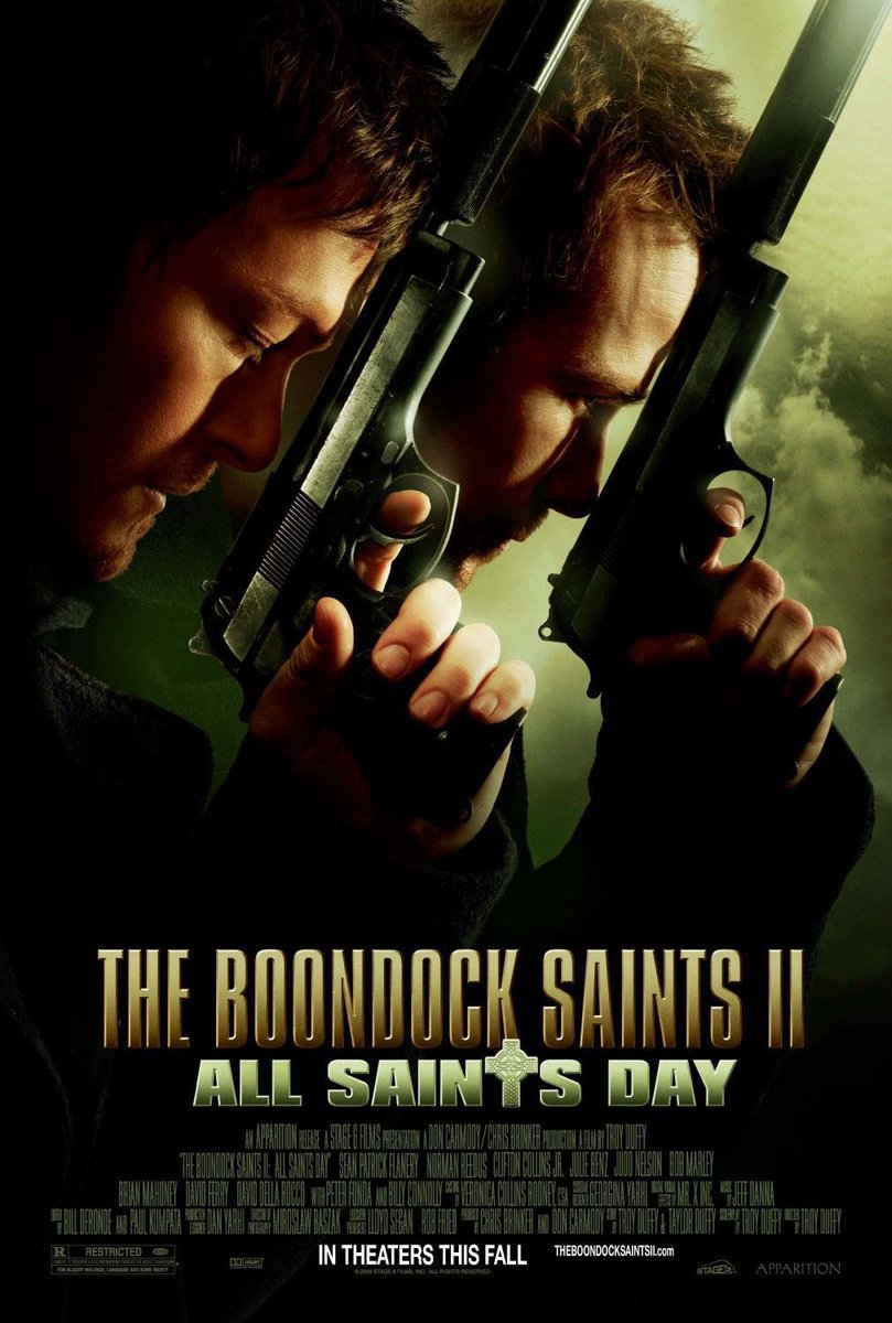 FilmNewsNos's tweet photo. 🎬MOVIE HISTORY: 13 years ago today, October 30, 2009, the movie ‘The Boondock Saints II: All Saints Day’ opened in theaters!
#SeanPatrickFlanery #NormanReedus #CliftonCollinsJr #BillyConnolly #JulieBenz #WillemDafoe #JuddNelson @bobmarleycomedy #PeterFonda #RobbWells #TroyDuffy https://t.co/Jroofrhmbp