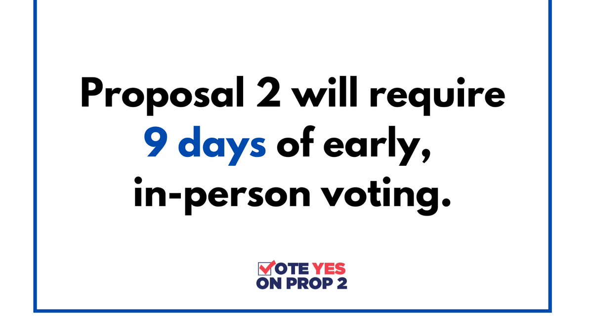 Nine days of early, in-person voting helps parents, voters working irregular hours, voters who live far from the polls, seniors and more cast their votes. Another reason to vote YES on #MIProp2!