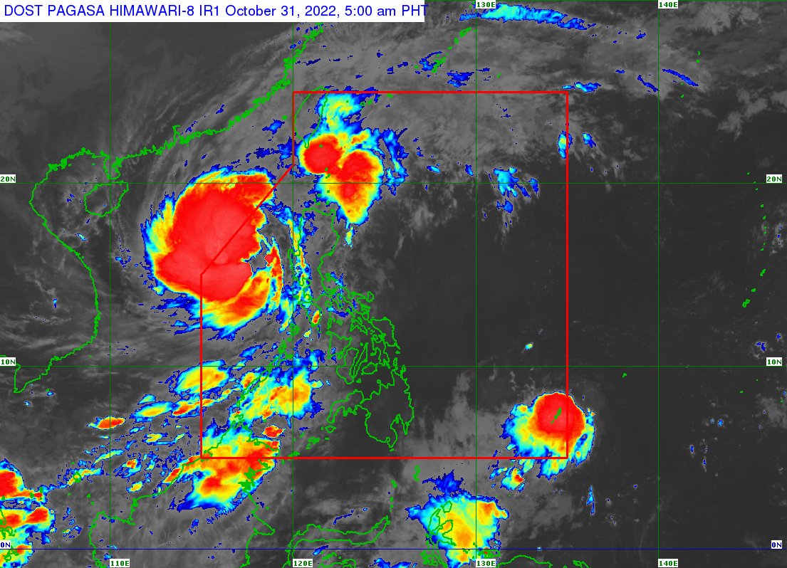 dost_pagasa's tweet photo. TROPICAL CYCLONE BULLETIN NO. 27
Tropical Storm #PaengPH (NALGAE)
Issued at 5:00 AM, 31 October 2022
Valid until the next bulletin at 11:00 AM today

TROPICAL STORM “PAENG” IS NOW MOVING TOWARDS THE NORTHWESTERN LIMIT OF THE PHILIPPINE AREA OF RESPONSIBILITY (PAR) https://t.co/vYSzupBpiN