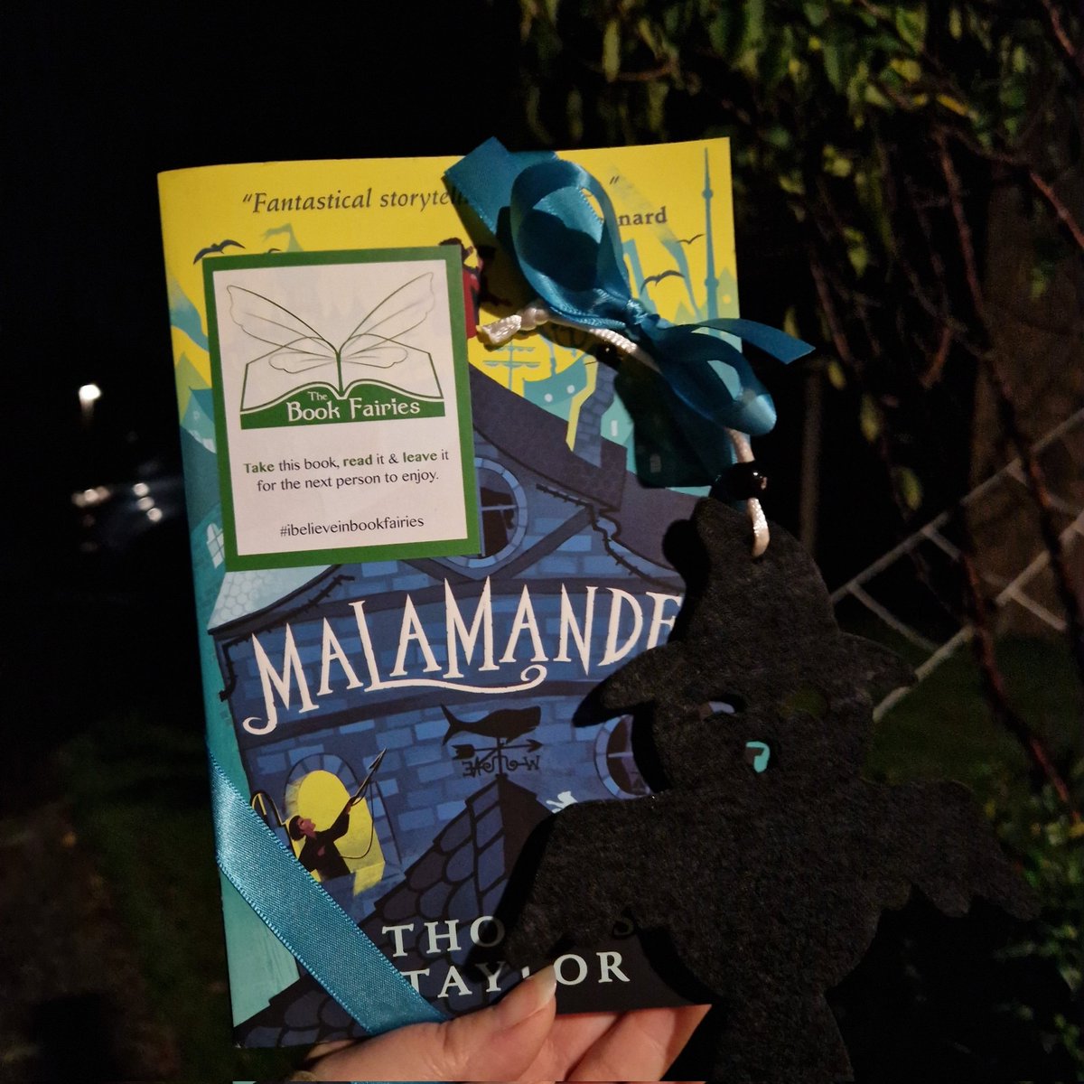 The Book Scaries have left a copy of Thomas Taylor's Malamander in the Little Book House for Halloween. Will you be brave enough to read this eerie-on-sea mystery? #IBelieveInBookFairies #TheBookScaries #LittleFreeLibrary #Dunfermline #Fife