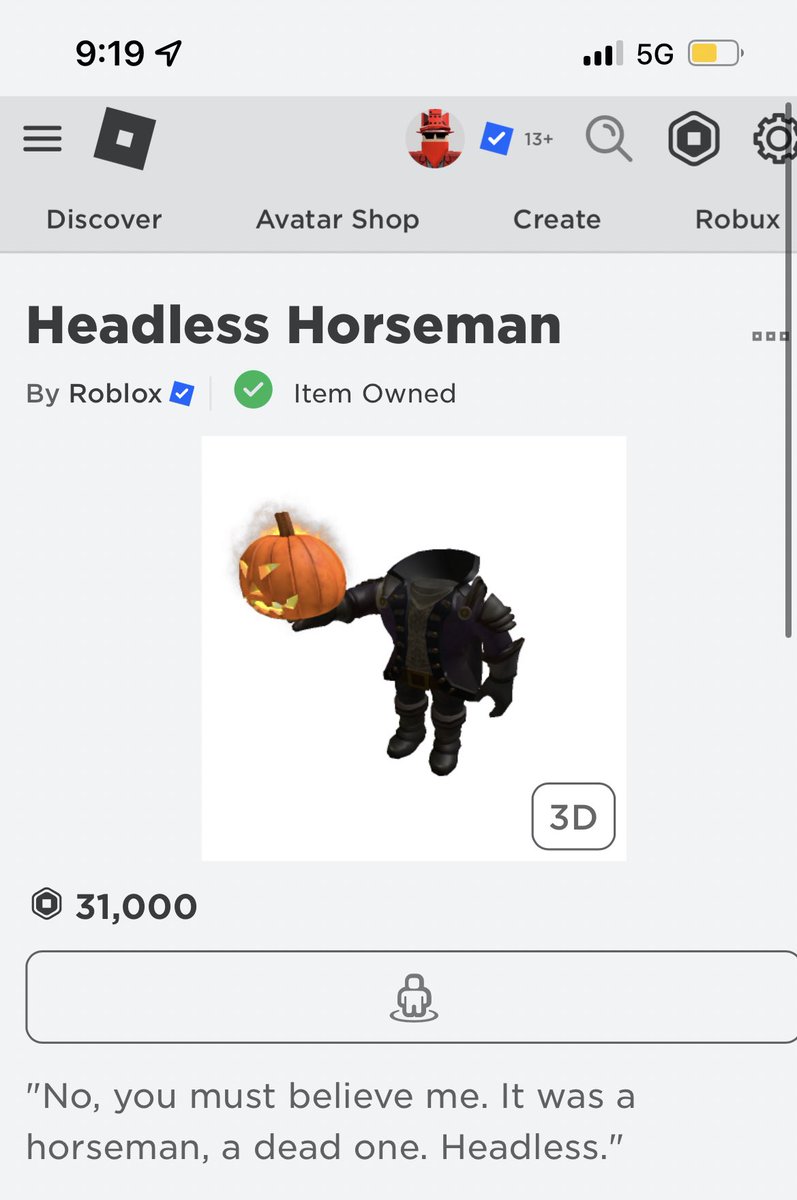 RBXNews on X: We may see Headless Horseman return next month