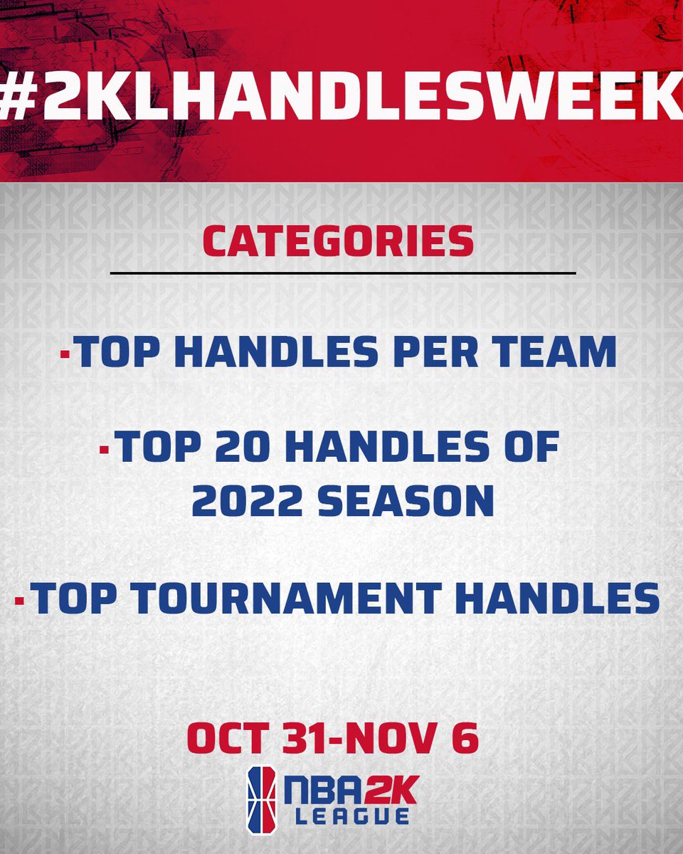 Next up for theme weeks we got #2KLHandlesWeek starting tomorrow and going all week long!
