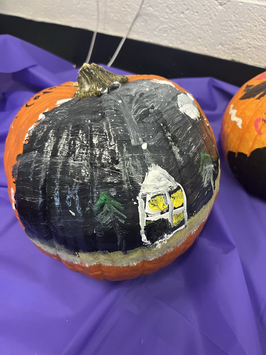 erin_rabon's tweet photo. In 5th grade we are working on poetry.  Students found their favorite poem and painted what it meant to them on a pumpkin to celebrate fall. I am so proud of both of my literacy classes! 🎨📖 @HurleyElem @jenbrown224 https://t.co/MLOoPt58Gz