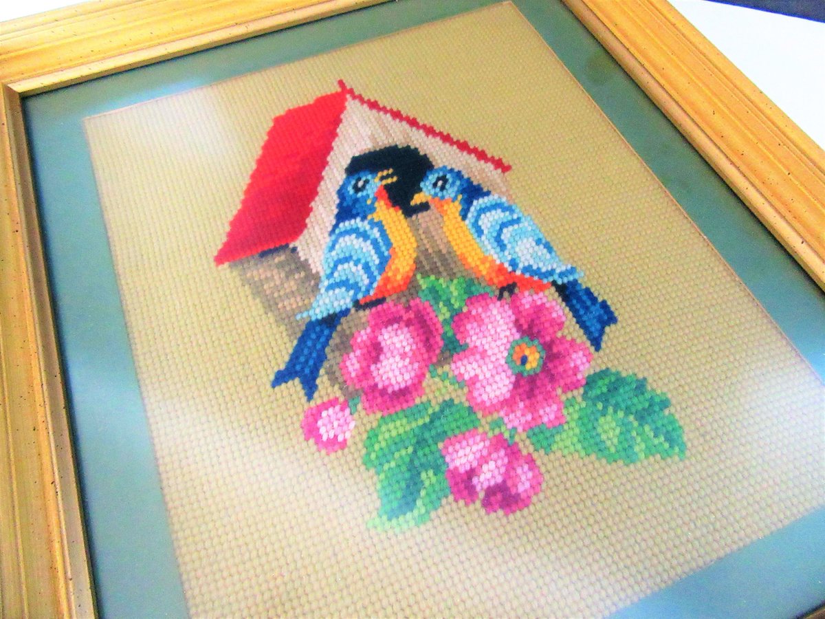 vintagobsession's tweet photo. Excited to share the latest addition to my #etsy shop: Vintage Framed Needlepoint Canvas, Bluebirds and Bird House, Home Decor, 15 by 13 inches in Glass, Wood Frame https://t.co/AC0T6FFPBd #blue #christmas #red #bedroom #bohemianeclectic #wall #vintagobsessions #crafte https://t.co/CAwQ8YHuJL