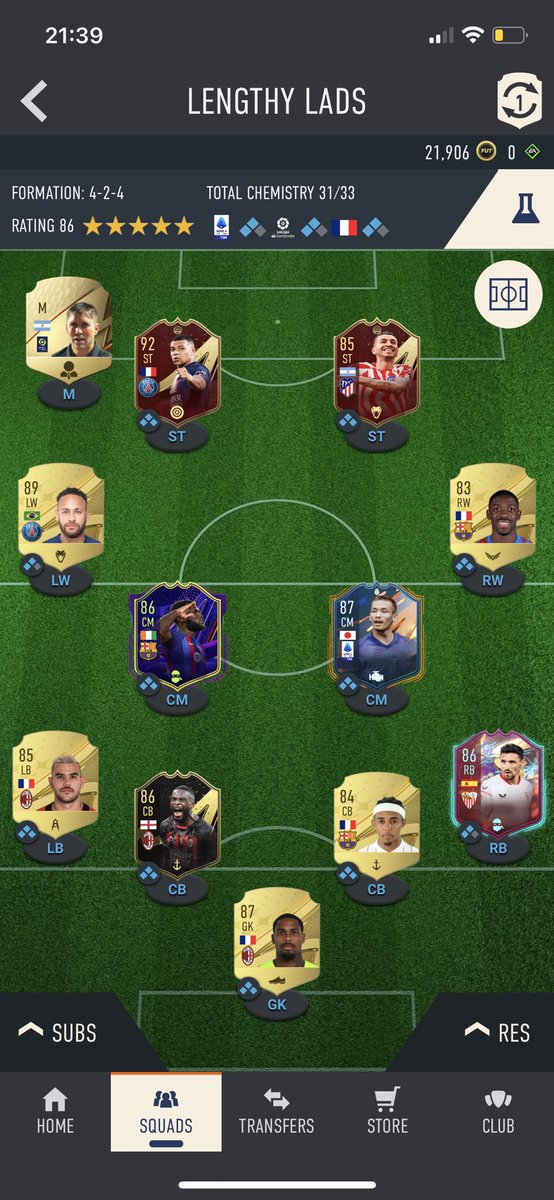 JimmyCFC7's tweet photo. @FUT23News Next upgrade? Only neymar tradeable, 4231 in game https://t.co/zRt4mZfqB2