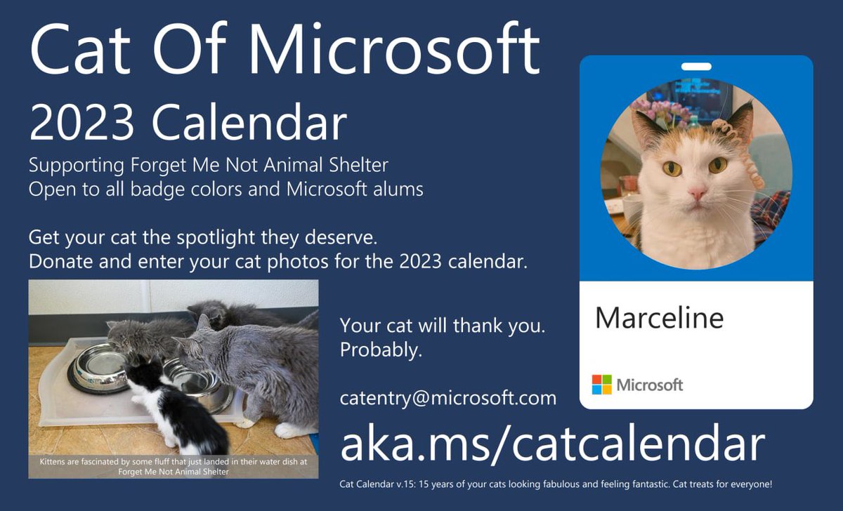 emoXcoder's tweet image. Last couple of days to submit your cat to the #catsofmicrosoft calendar and do a good thing - support an animal shelter. I’m in for the third year in a row. 

#microsoftlife
@CatsOfMicrosoft 
#marcythecat #марселиныч