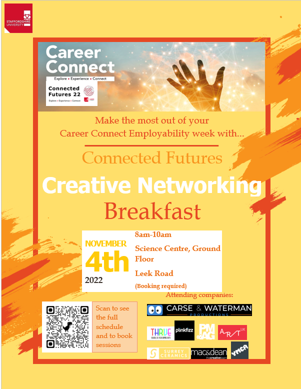 Career Connect (@careersatstaffs) on Twitter photo Creative Networking Breakfast as a part of CONNECTED FUTURES Today.
And don't forget to book onto the digital sessions running throughout the week:
view.officeapps.live.com/op/view.aspx?sā¦
<a href="/staffsuni_dta/">Digital, Technologies & Arts</a>
#GetCareerConnected #CareerConnectEvents #CareerConnectJobs Creative Networking Breakfast as a part of CONNECTED FUTURES Today.
And don't forget to book onto the digital sessions running throughout the week:
view.officeapps.live.com/op/view.aspx?sā¦
<a href="/staffsuni_dta/">Digital, Technologies & Arts</a>
#GetCareerConnected #CareerConnectEvents #CareerConnectJobs