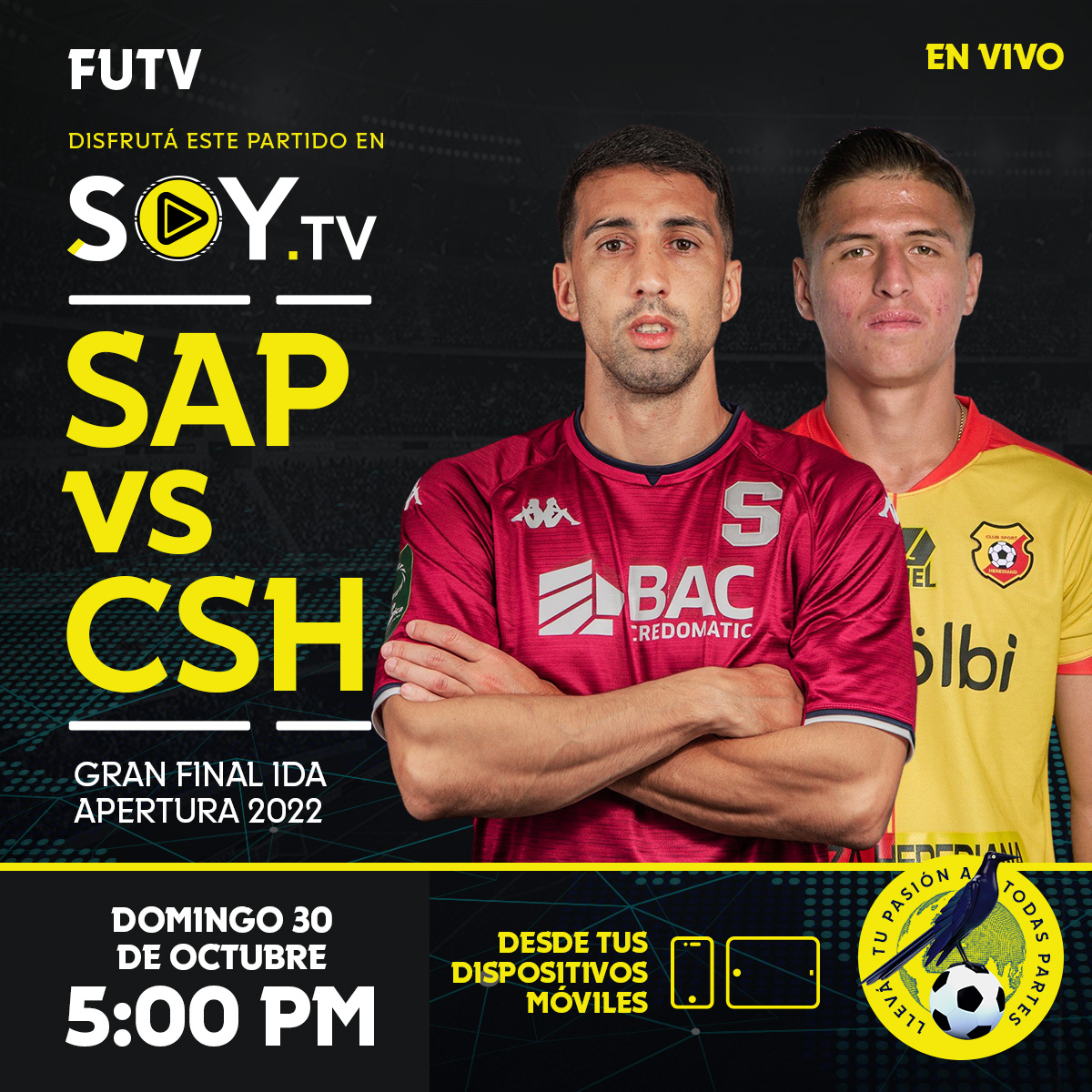 FUTVCR's tweet photo. El juego de la Gran Final de Ida se juega esta tarde con el juego;
🤍💜 Saprissa 🆚 Herediano 💛❤️
Seguí el juego desde cualquier parte del mundo y dispositivo móvil por medio de https://t.co/m2JeuC8Vo6 ⚽️📲
¡Llevate tu pasión a todas partes! 🌎 https://t.co/q0JSD5DW6M