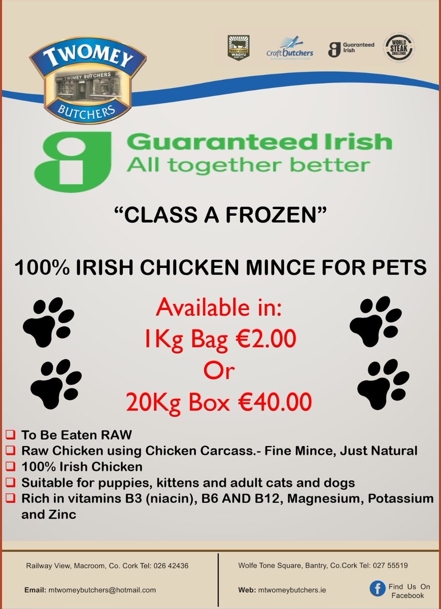 For all of our pet parents, a brand new all-natural food available for your pet ❤️🐶🐕🐩🐈
#pet #dog #cat #chicken #guaranteedirish #petfood #doglovers #catlovers #Zerowaste #lowcarbonfootprint #Irish #nutriciousanddelicious #furbabies
