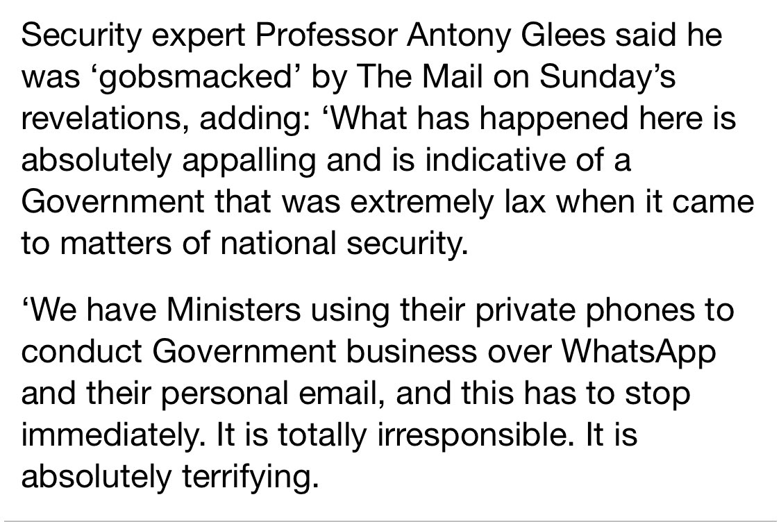 I keep saying this, but WhatsApp and similar should be banned from use by public officials, for #transparency and to eliminate the false sense of #security