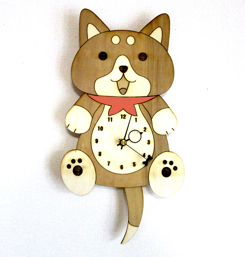「柴犬時計小<レーザー加工>#こんなん作ってます #手作り  #猫時計 #木工 #」|NEKO3のイラスト