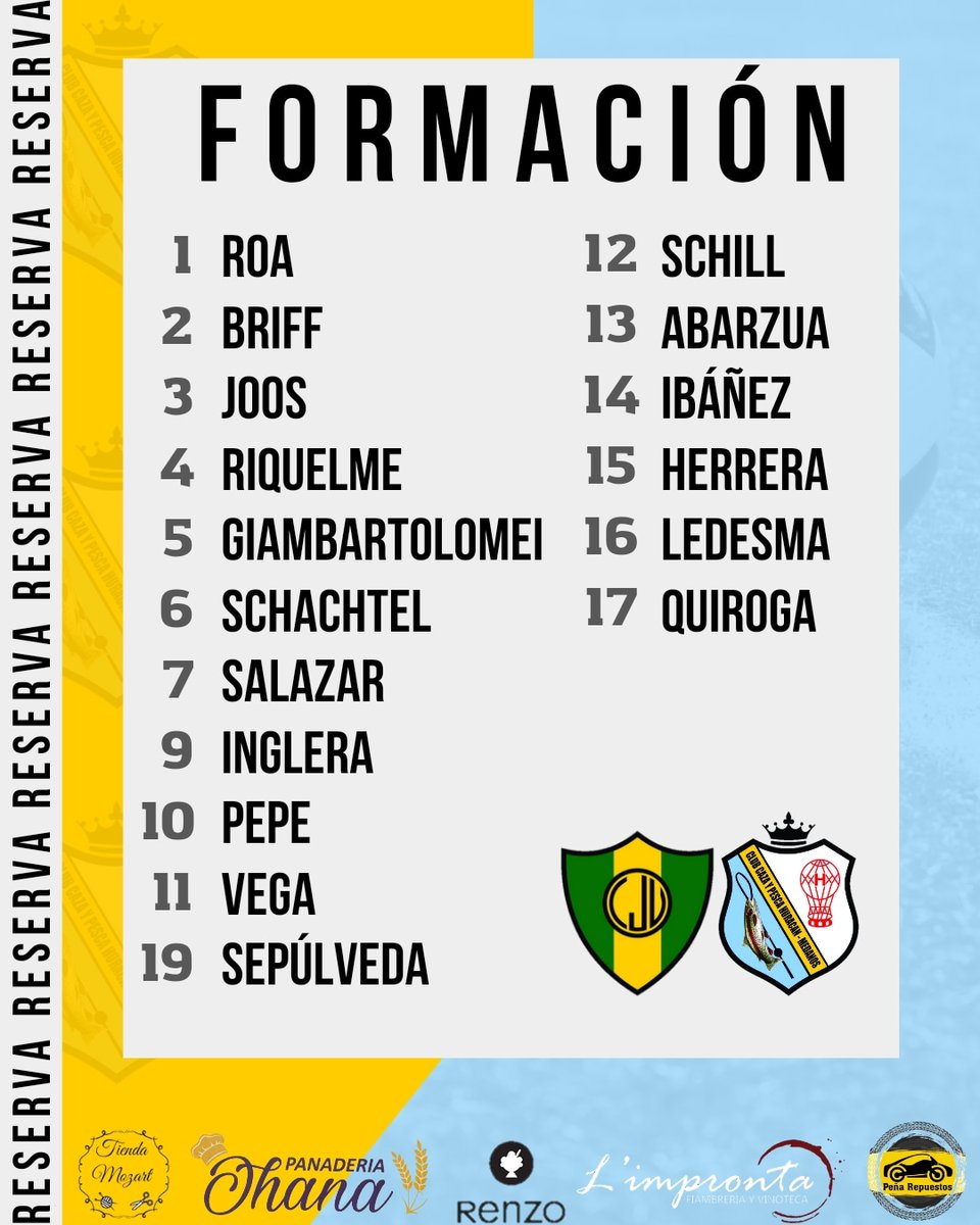 Clubcazaypesca's tweet photo. ASÍ FORMÓ RESERVA VS JUVENTUD UNIDA 💛🤍💙
#VamosCaza 💪🏼 https://t.co/HcjDDT0OnO