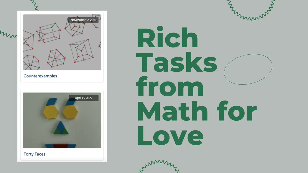 Explore rich math tasks like 'Counterexamples' and 'Forty Faces' from Math for Love. They are searchable by standard, grade level, lesson type, or topic: bit.ly/3FrjZB4 #mathchat #CCSS #iteachmath