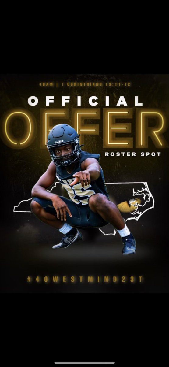 After a great visit this weekend I’m blessed to have received an offer from <a href="/FerrumFootball/">Ferrum Football</a> thank you! <a href="/coach_J_Santi/">Jesse Santiago</a> <a href="/WF_Football/">West Forsyth Football</a> <a href="/coachasnow/">❄️⛄️</a>  #bam #40west