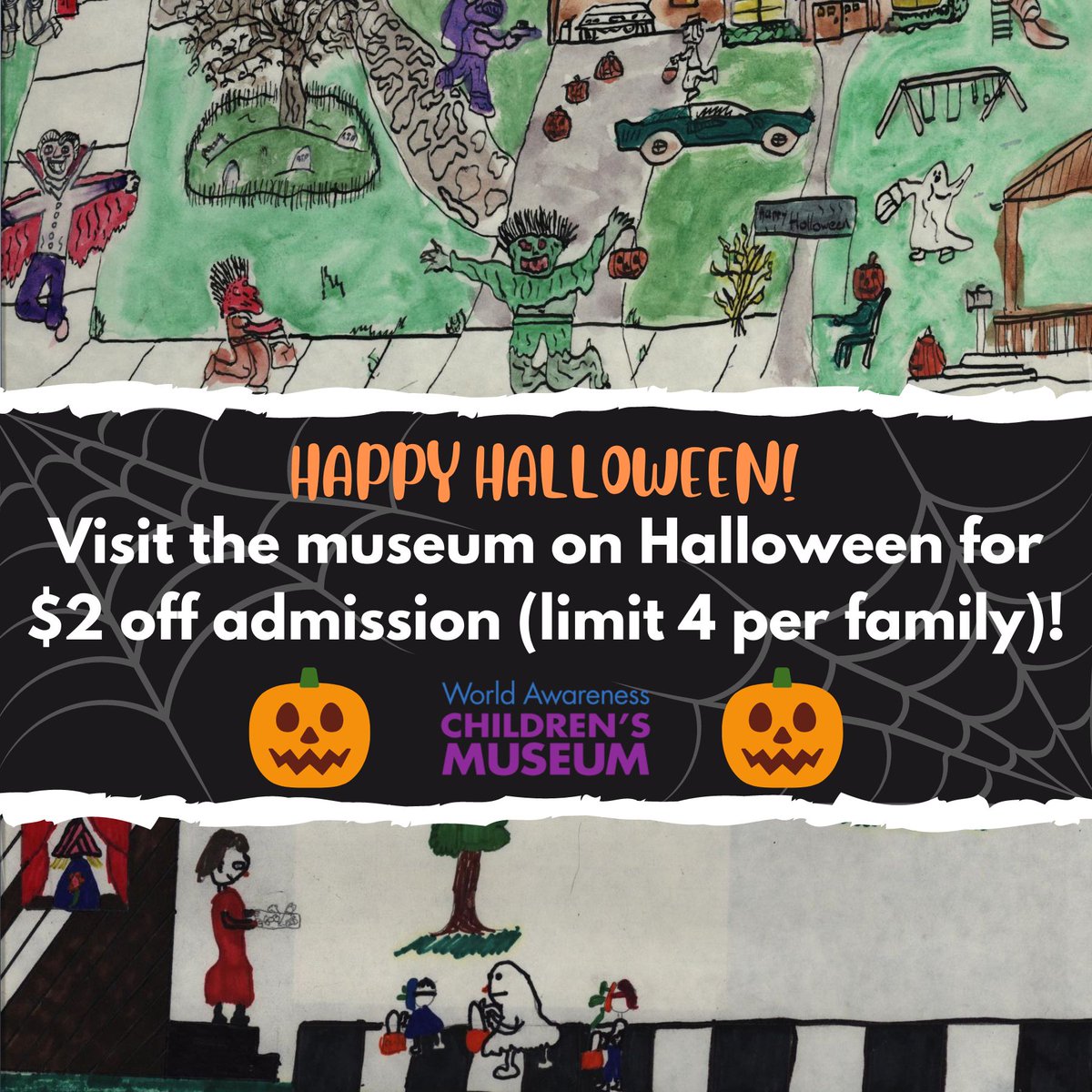 Visit the World Awareness Children's Museum in costume on Halloween and receive $2 off your admission (up to 4 per family) or drop by anytime during our open hours (10am - 3pm) to trick or treat at the museum!
#WACM #Halloween #glensfalls #childrensmuseum #trickortreat