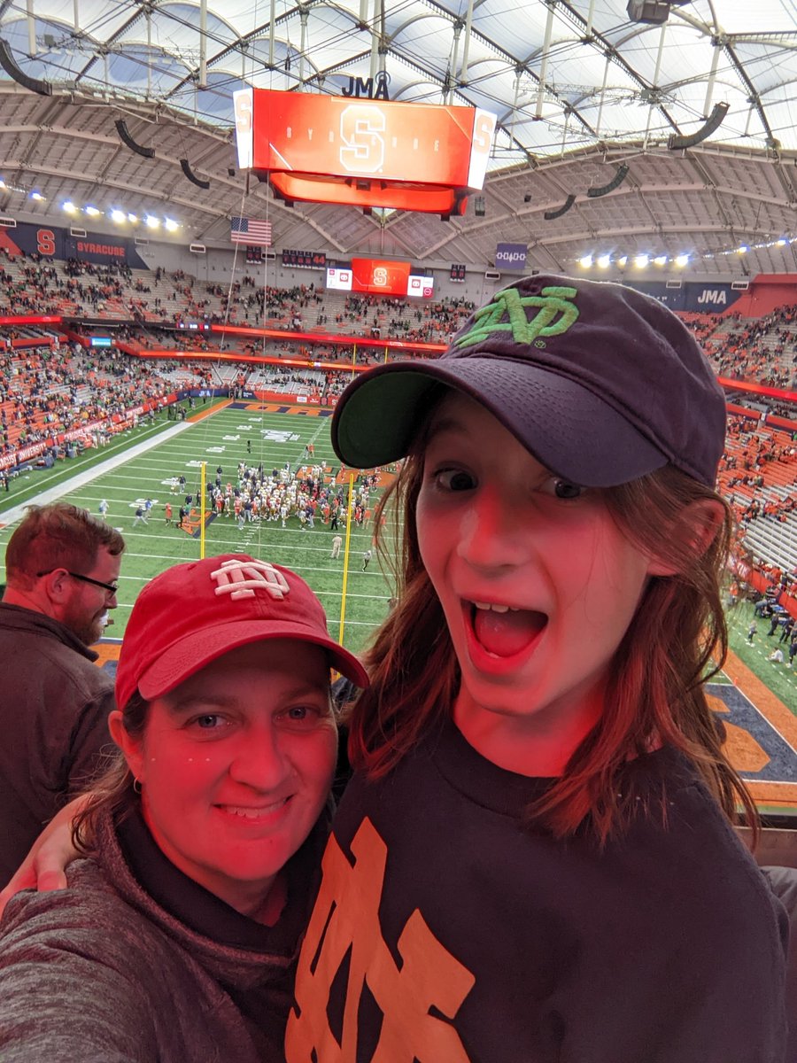 alcoates2's tweet photo. What a win for @NDFootball!  First live game for this girl who loved cheering for the Irish 🍀#NDfans https://t.co/IQC1Qwd2L9