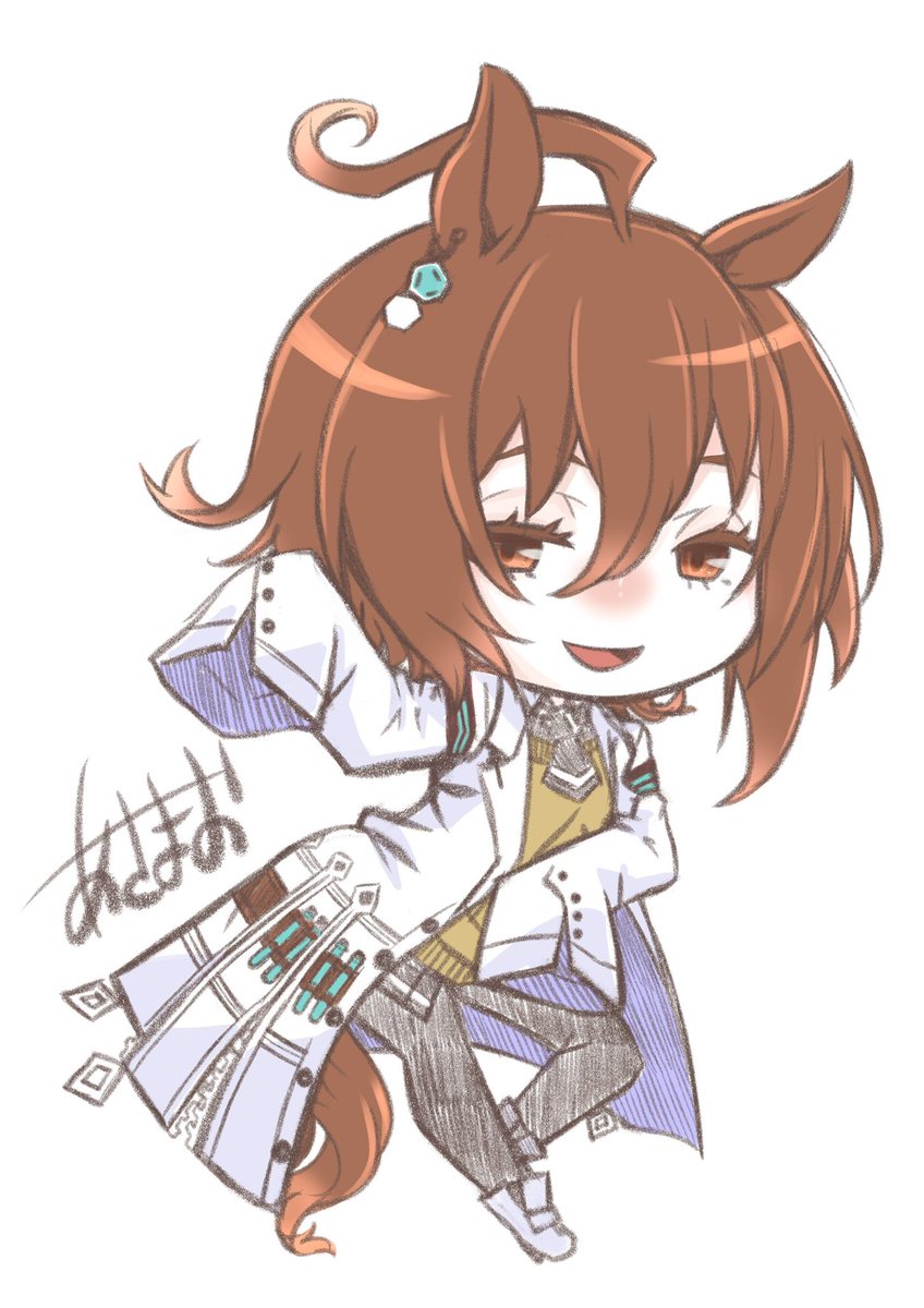 マヤノトップガン(ウマ娘) 「おはようございまっす(`・∀・')げつようびー☆ミ今週も程よくできる範囲で頑張っ」|あさぎりまお＠お仕事募集中☆ミのイラスト