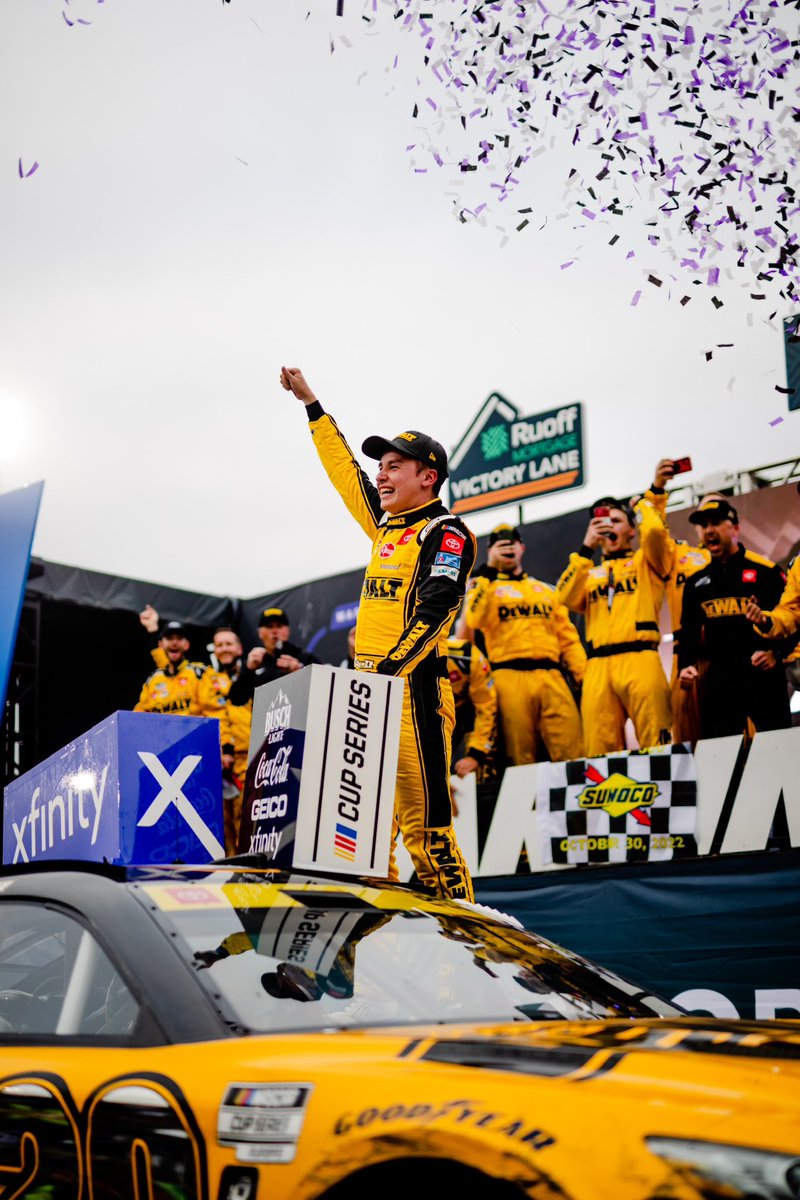 'Mom and dad, we did it, wow. I can't believe it, man. I don't even know what to say. Just thank you so much to DeWalt, Rheem, Toyota, everyone on this Joe Gibbs Racing 20 team. They believed in me since day one.' - @CBellRacing