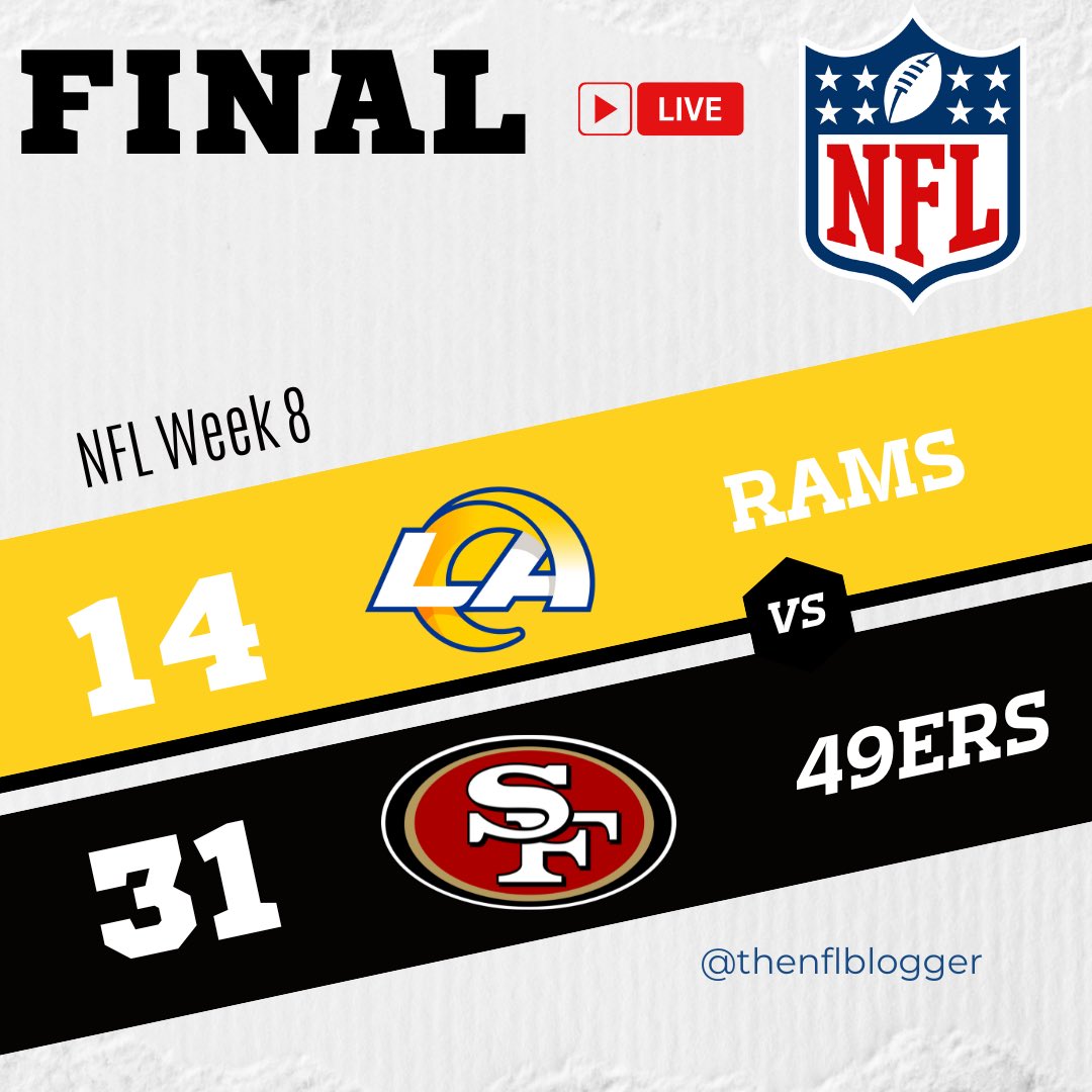 thenflblogger's tweet photo. Niners win! 

#LARvsSF https://t.co/b2UAecWfkM