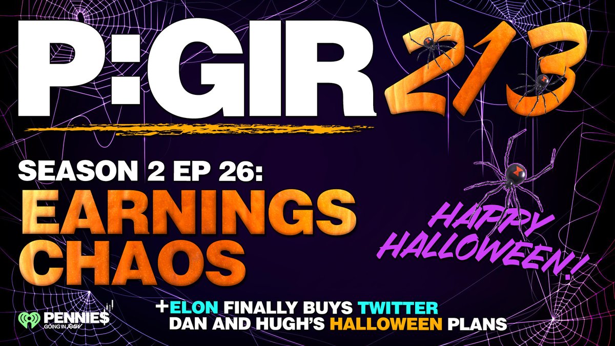 Pennies: Going In Raw (@pgirpod) on Twitter photo π¨ NEW π¨ Pennies: Going in Raw with <a href="/DipDeity/">Dan Knight</a> & <a href="/Hugh_Henne/">Hugh_Henne</a>
Episode 213 - Earnings Chaos
- Crazy ER's π°
- Elon x $TWTR π
- Halloween plans π
Apple: apple.co/3QC1der
Spotify: spoti.fi/3SRjF3I
Presented by <a href="/iHeartRadio/">iHeartRadio</a> #PGIR π¨ NEW π¨ Pennies: Going in Raw with <a href="/DipDeity/">Dan Knight</a> & <a href="/Hugh_Henne/">Hugh_Henne</a>
Episode 213 - Earnings Chaos
- Crazy ER's π°
- Elon x $TWTR π
- Halloween plans π
Apple: apple.co/3QC1der
Spotify: spoti.fi/3SRjF3I
Presented by <a href="/iHeartRadio/">iHeartRadio</a> #PGIR
