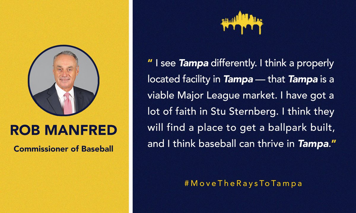 MLB Commissioner Rob Manfred tells <a href="/MadDogUnleashed/">Chris Mad Dog Russo</a> that he is optimistic about a new Rays ballpark in Tampa. 

#MoveTheRaysToTampa