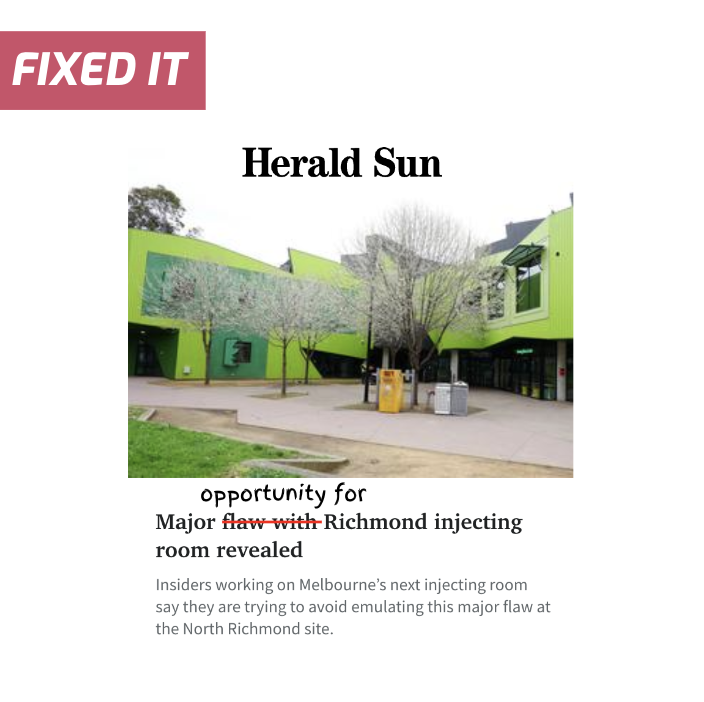 Youth Support + Advocacy Service (YSAS) (@ysasvic) on Twitter photo We fixed it for you <a href="/theheraldsun/">Herald Sun</a>
The realisation that a safe injecting service needs additional assertive AOD outreach workers to support people who use drugs using the facility isn't a 'major flaw' it's an opportunity.
#vicvotes #springst We fixed it for you <a href="/theheraldsun/">Herald Sun</a>
The realisation that a safe injecting service needs additional assertive AOD outreach workers to support people who use drugs using the facility isn't a 'major flaw' it's an opportunity.
#vicvotes #springst