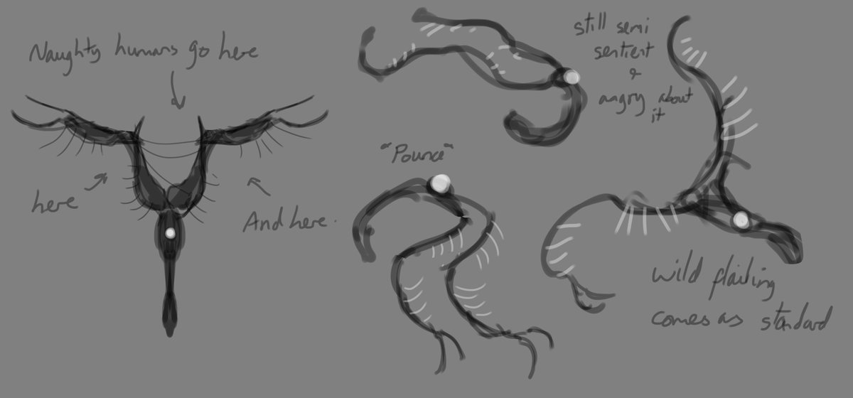 deadlydmndraws's tweet photo. Spent my Halloween Eve trying to make a cool demon pitchfork weapon, and ended up with an eldritch abomination. All in the spirit of the holidays ;) 

Fallen Angel pitchforks are made from the mangled wings of angels. Given willingly, or not. https://t.co/zz5e9kvYQv