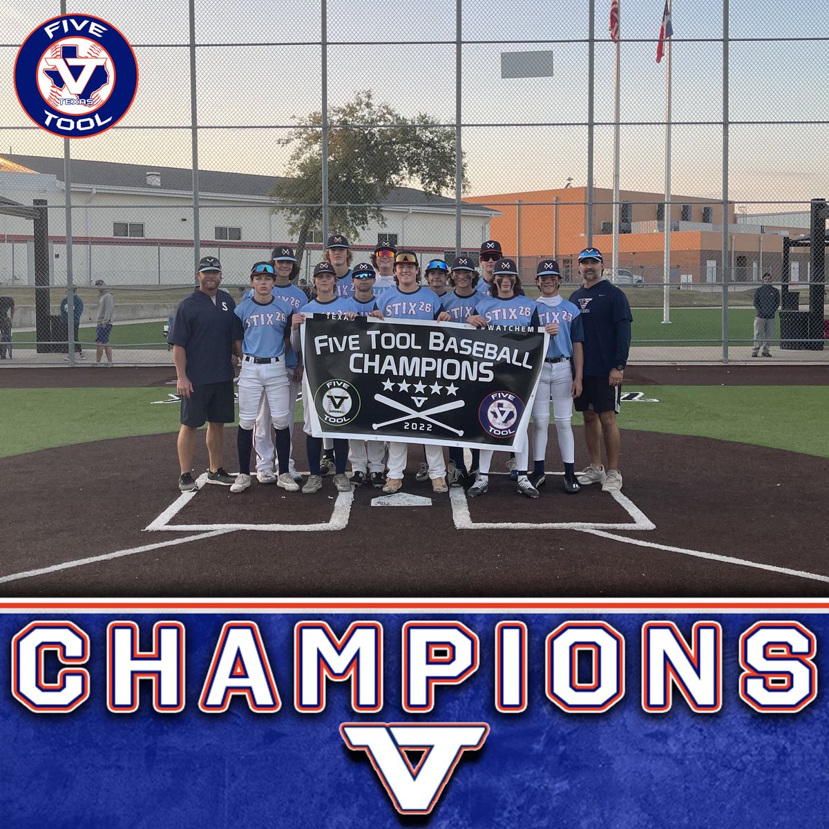 🏆CHAMPIONS🏆

Congrats to <a href="/Stix26B/">STIX26 BASEBALL</a> on winning the 15U Division Championship of the Five Tool Texas DFW Fall Halloween Classic.

#WatchEm