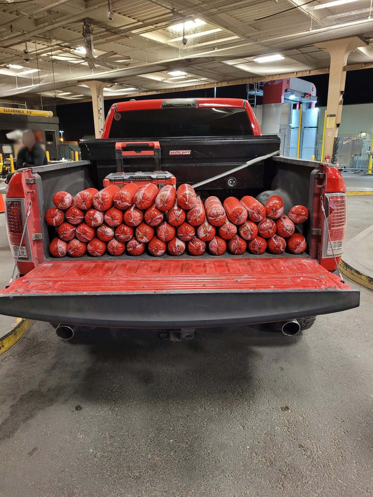 Pile of bologna rolls seized by CBP officers in El Paso