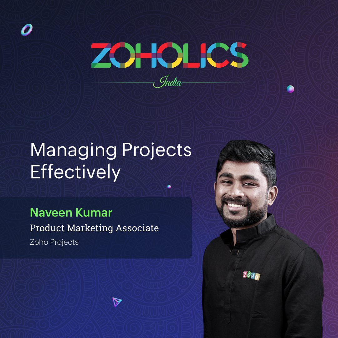 ZohoProjects's tweet image. Join Naveen Kumar, our Product Marketer, as he talks about &quot;Managing projects effectively&quot; at Zoholics across Bengaluru, Mumbai, and New Delhi.
 
#zoholics #projects #pmtool #productivity