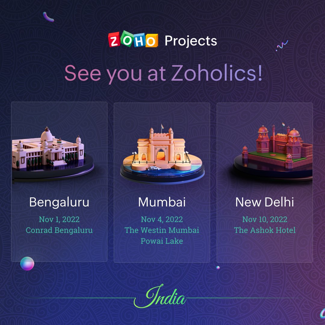 ZohoProjects's tweet image. Join Naveen Kumar, our Product Marketer, as he talks about &quot;Managing projects effectively&quot; at Zoholics across Bengaluru, Mumbai, and New Delhi.
 
#zoholics #projects #pmtool #productivity