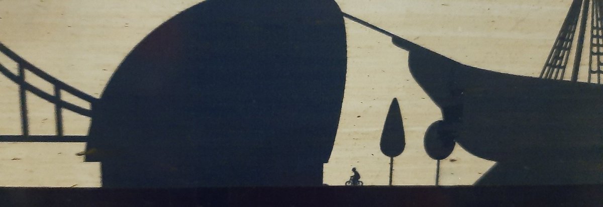 Jezzatrainman's tweet image. Two tiny, yet lovely, details on the City Beam logo that are easily missed because they are lower down, and you have to be relatively close to notice.  Firstly, the dog walker in the park, and then the cyclist heading towards city Hall.  #class707 #London