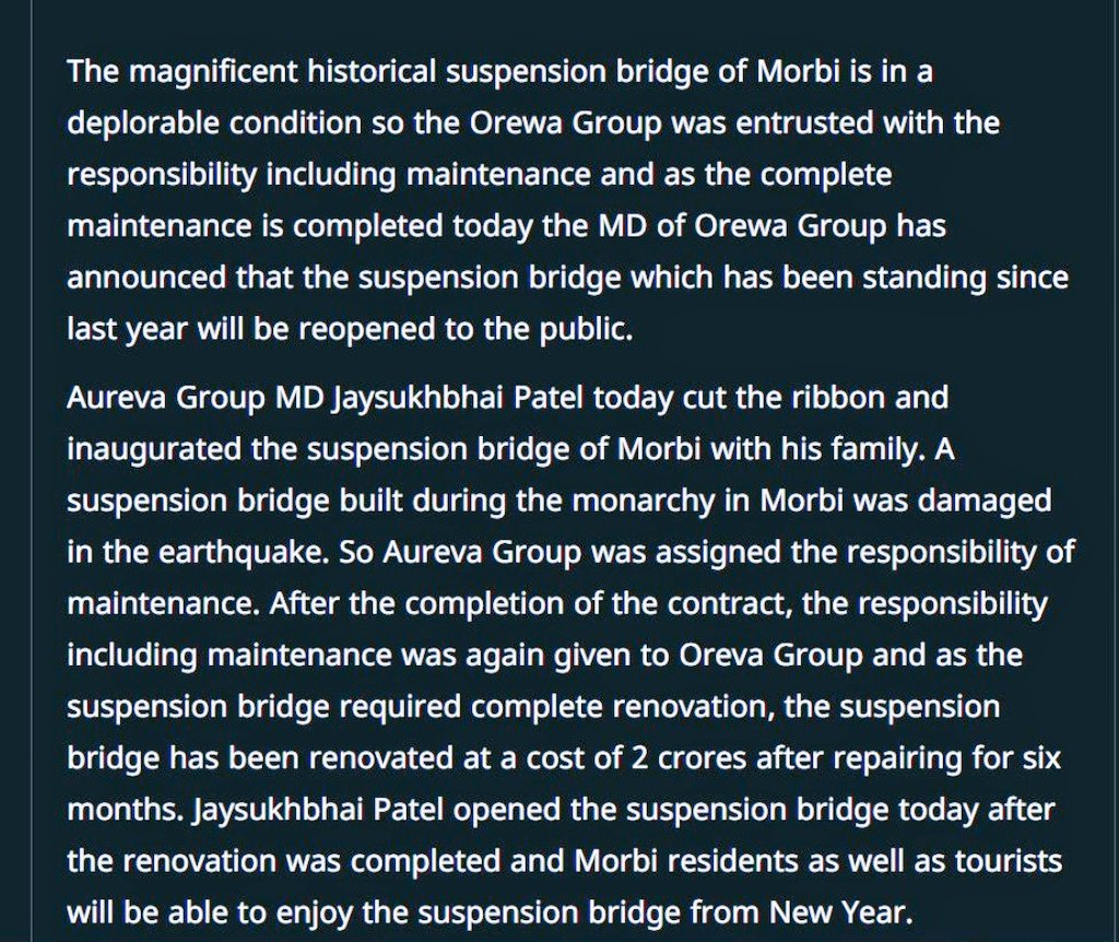 drsuccessglobal's tweet photo. #Morbi #MorbiBridgeCollapse #MorbiBridge #MorbiGujarat #MorbiCableBridge #MorbiTragedy #MorbiNews 
Just 4-5 days ago https://t.co/DNojgx1dSJ