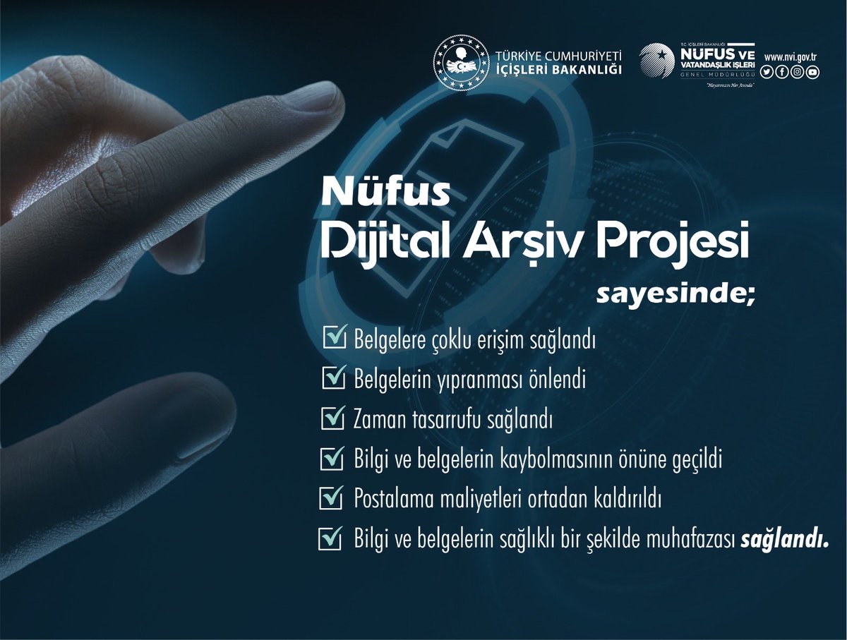 Türkiye'nin en büyük restorasyon, kamunun en büyük dijitalleştirme projesi ile geçmişten günümüze tüm nüfus olaylarına dayanak teşkil eden belgeler ve aile kütükleriniz güvende❗️⬇️

#HayatınızınHerAnında