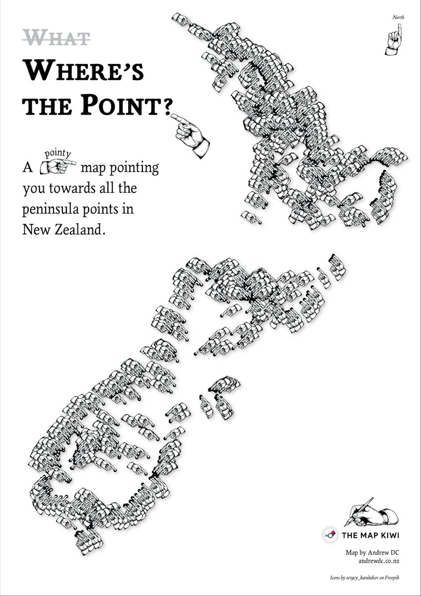 Day 1 of #30DayMapChallenge - Points A 👉 map pointing you to all the peninsula points in New Zealand.