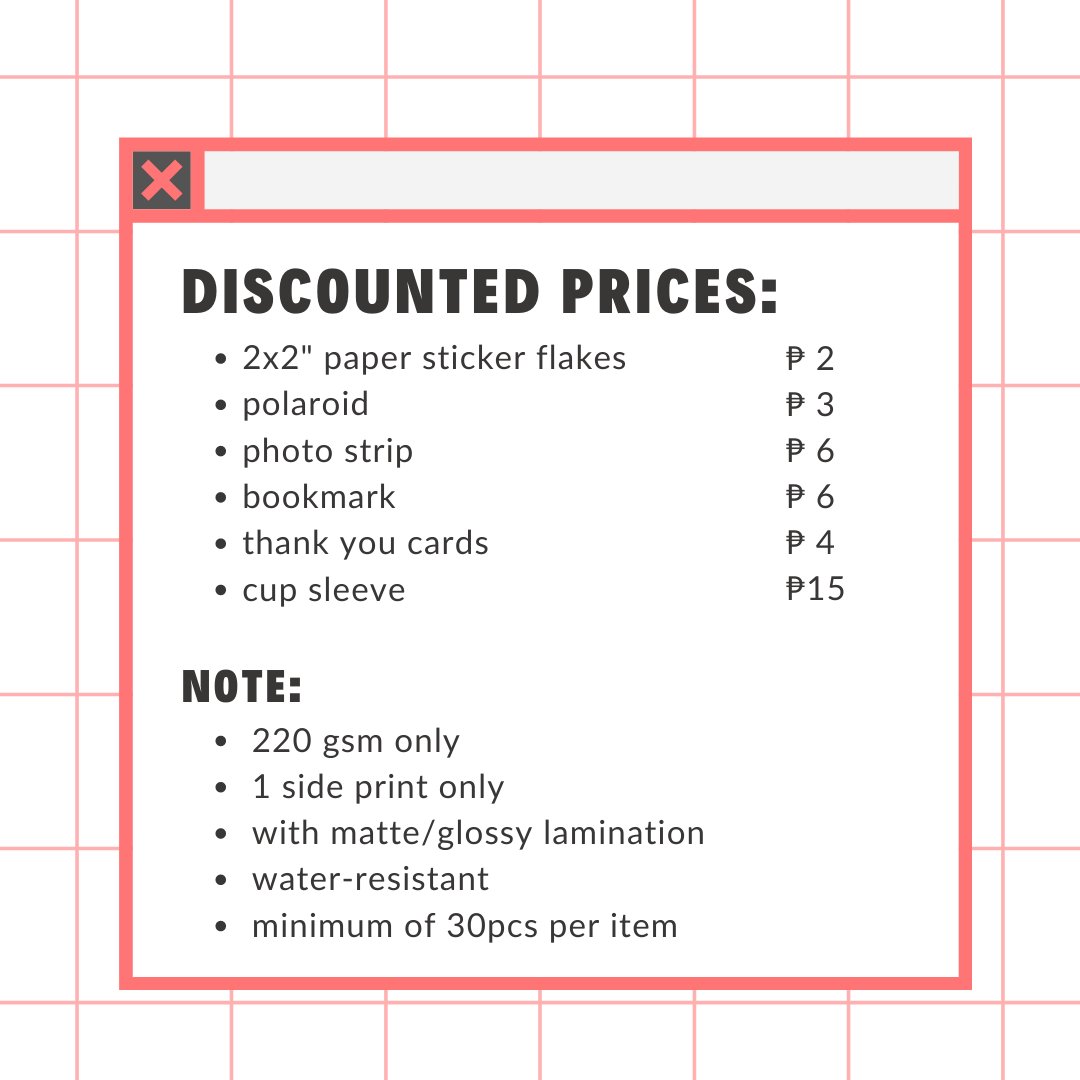 artcloudprints's tweet photo. PROMO ALERT!! 📢

enjoy lower prices for custom prints + lower minimum quantity per item! this promo will be valid until december 20 only, so hurry and order now 🥳

for more info, check our carrd: https://t.co/XdVWJgbcoa https://t.co/lKVa1jfPzf