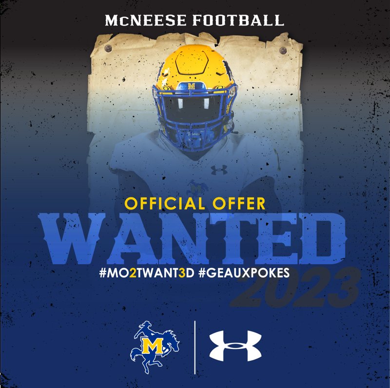 Luke McMullen (@luke_mcmullen1) on Twitter photo Beyond blessed to receive my first division 1 offer from McNeese St. University! <a href="/F_Huggins80/">Felton Huggins Jr.</a> <a href="/CoachGGoff/">Gary Goff</a> <a href="/CoachJimmerson/">Antwain Jimmerson</a> #Quick6 #LetsGetIt #MO2TWANT3D #GeaxPokes Beyond blessed to receive my first division 1 offer from McNeese St. University! <a href="/F_Huggins80/">Felton Huggins Jr.</a> <a href="/CoachGGoff/">Gary Goff</a> <a href="/CoachJimmerson/">Antwain Jimmerson</a> #Quick6 #LetsGetIt #MO2TWANT3D #GeaxPokes
