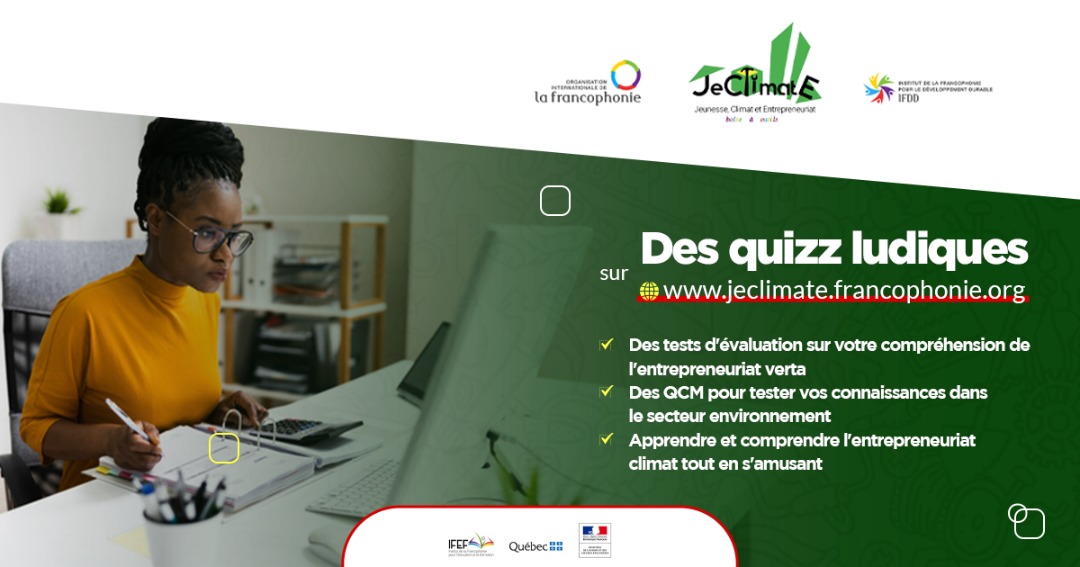 IFDD_OIF's tweet photo. | Campagne JeClimate |
JeClimate : c’est aussi apprendre et comprendre
grâce à des quizz ludiques.
https://t.co/YYAHkoZzrr
pour accompagner les jeunes dans leur
projet d’entrepreneuriat vert.
#jeclimate #OIF #ifdd #jeunesse #climat #entrepreneuriat https://t.co/dOOH6WZkDW