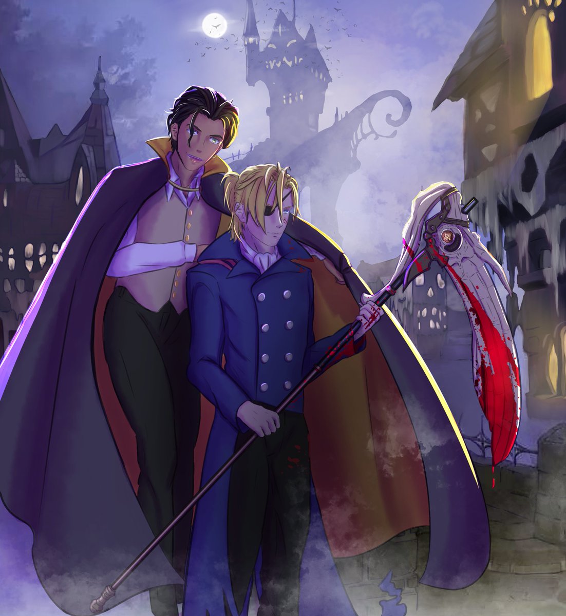 Rihamsterr's tweet photo. 🦇“Happy Halloween…”🩸

#dimiclaude #ディミクロ #FE3H #FireEmblemThreeHouses #FE風花雪月 #ClaudeVonRiegan #DimitriAlexandreBlaiddyd https://t.co/uzzFBAdq3Y