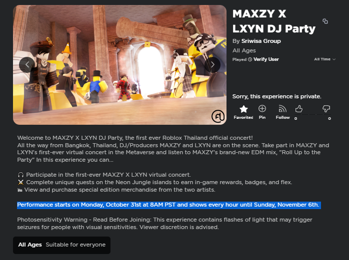 LeaksEvents's tweet photo. 🎵MAXZY x LXYN DJ Party
Amanhã, meio-dia (12:00 BRT ou 8AM PST), o mapa do MAXZY e LXYN estará aberto contendo alguns itens grátis e uma festa de DJ (Segundo a descrição)
#Roblox #RobloxDev #MAXZY #LXYN #RobloxEvents $RBLX #DJParty https://t.co/wJSL0JRSdT