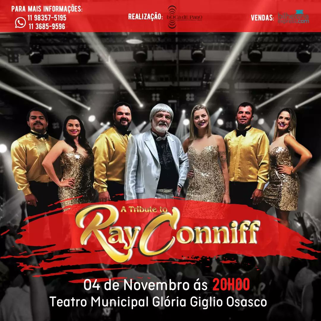 PortalNOR's tweet photo. A Tribute to Ray Conniff em Osasco
 Show ao vivo no mais alto nível e interpretado com absoluta perfeição os Arranjos Imortais de Mr. Ray Conniff.
 Data: 04/21 às 20h00
Teatro Municipal de Osasco 
📌 Av. dos Autonomistas, 1533 - Vila Campesina -ingressos no site 
@bilheteriaex https://t.co/oOjXAIYGB4