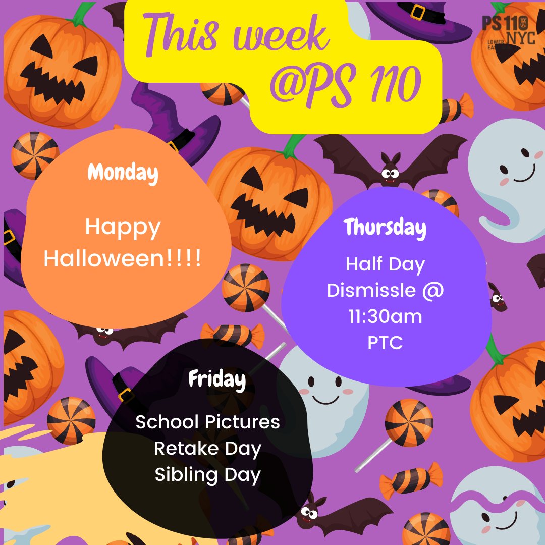 PS110PTA's tweet photo. This week @ PS 110 https://t.co/sO7a8Ej138