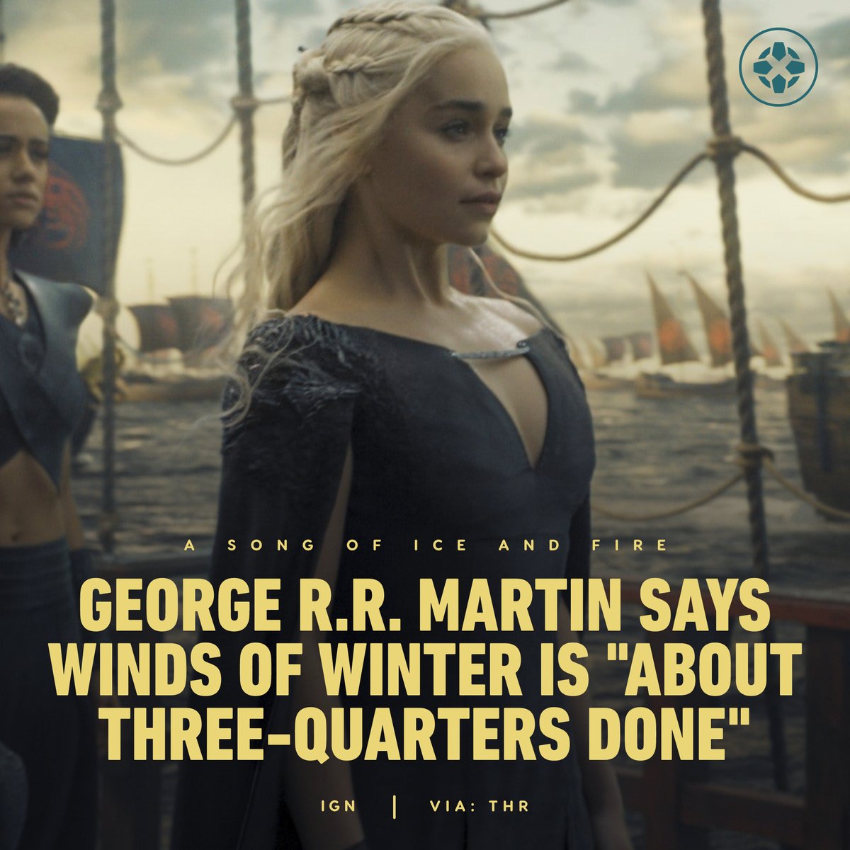 IGN's tweet photo. "I think it’s going to be a very big book [more than 1500 pages], and I think I’m about three quarters of the way done. The characters all interweave and I’m actually finished with a couple of the characters, but not others." - George R.R. Martin https://t.co/Tuyu4yviKZ https://t.co/zjvrGIuIZc