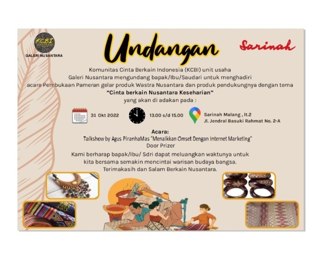 Undangan Terbuka untuk umum, sudah begitu FREE. Sudah FREE banyak DOORPRIZE.

Langsung datang tanpa harus daftar. Dan dikupas tuntas bagaimana #RAHASIACepat pakai Tiktok, IG, FB, Twitter, Youtube untuk #BanjirOrder jualanmu tidak sepi lagi.

Mumpung gratis daripada Bayar Workshop