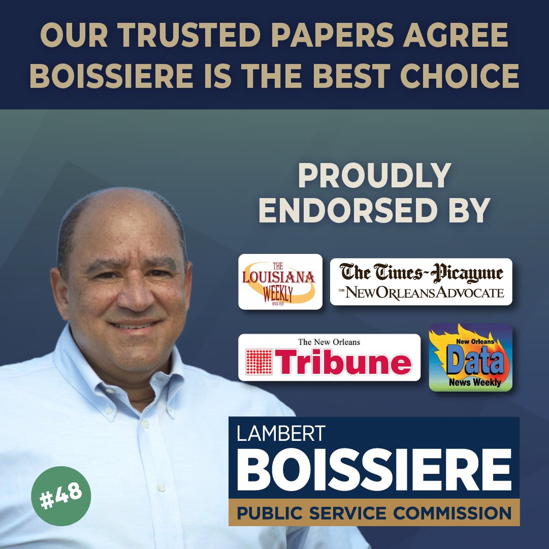 Thank you for believing that I'm the best choice to serve the citizens of Louisiana. I am truly humbled.
 
Vote Nov. 8th
Early Voting Ends Nov. 1st