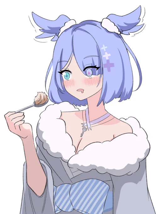 Elira eating peanut butter. 