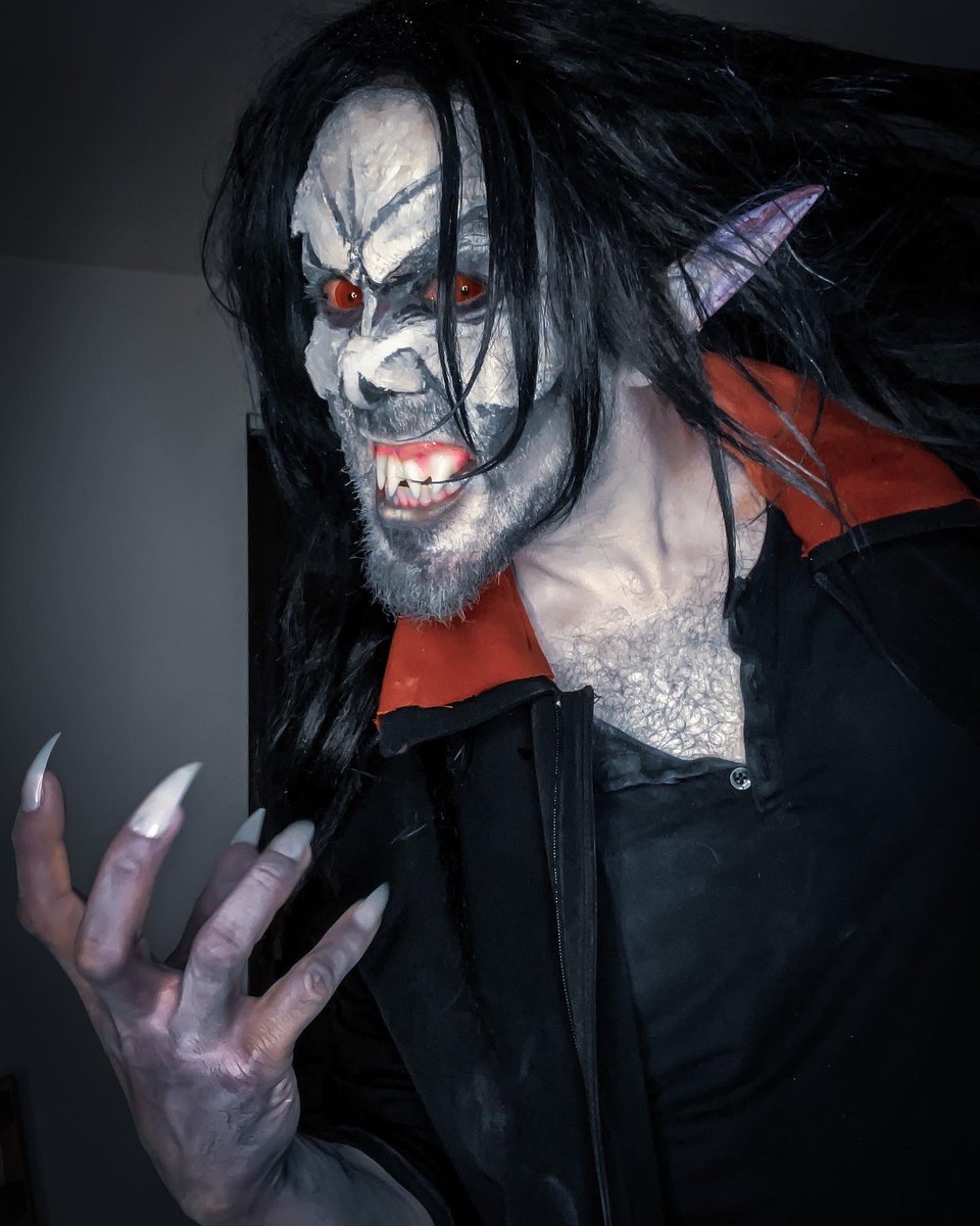 Jack_of_Shadows's tweet photo. It’s Morbin’ time! Introducing Morbius the Living Vampire #Morbius #itsmorbintime #JaredLeto @JaredLeto #marvel #comics #art #makeup #costume #halloweeb #cosplay #vampire #morbiusthelivingvampire @Marvel @MorbiusMovie https://t.co/hHGWfPH6Dw