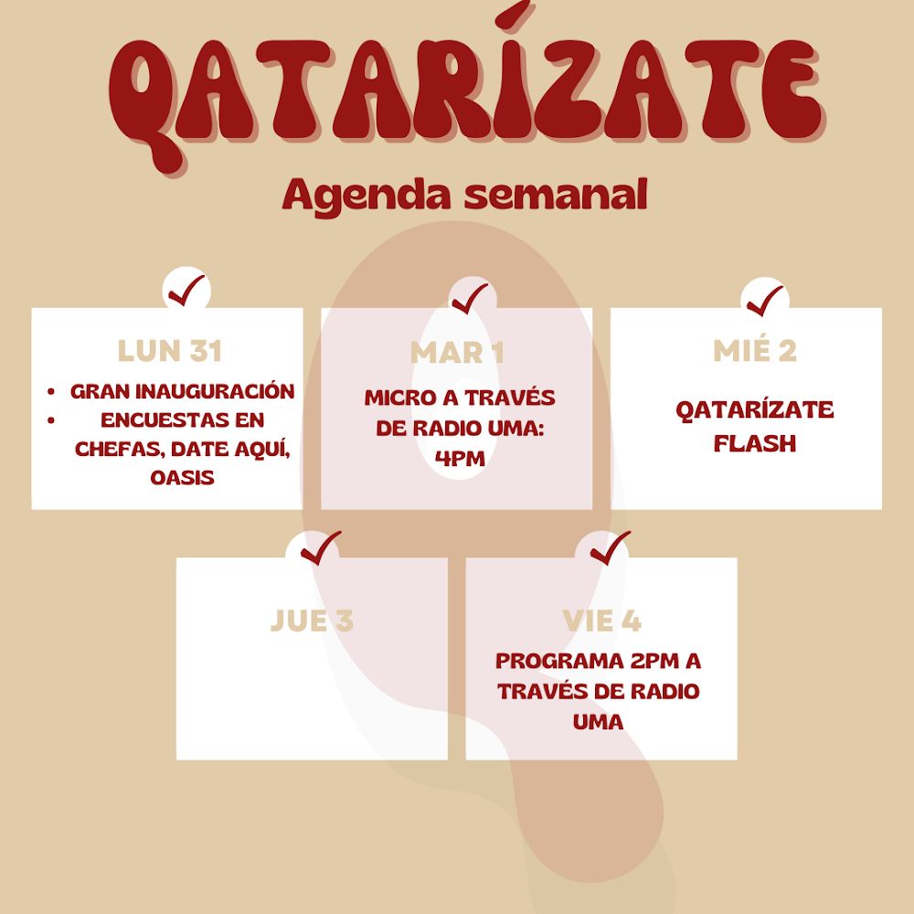 radio_uma's tweet photo. Este Lunes 31 de Octubre se inaugura #Qatarízate 

Vamos a tener muchas actividades y programas para esta semana, búscanos es #RadioUma y en #Chefas 

NO TE LO PIERDAS https://t.co/p2qOC83O8U
