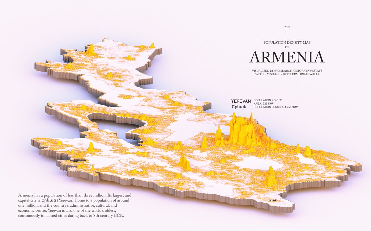 Map Armenia - Popultion density by administrative division